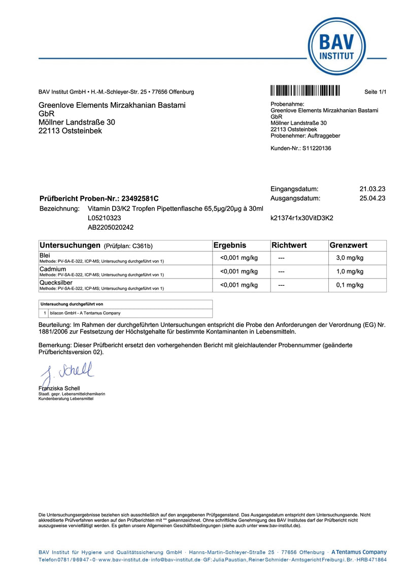 Hochdosierte Vitamin D3+K2 Tropfen 2500 IE